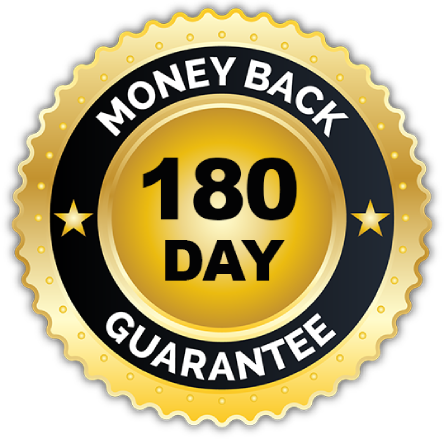 Gluconite 180 day guarantee seal reflecting customer confidence and purchase protection
