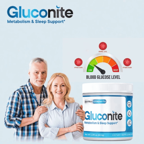 Illustration showing how Gluconite works to support healthy blood sugar and improve sleep quality